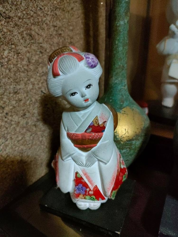 日本人形　木目込み人形　舞妓人形　在銘　時代箱付　C　6197 木目込人形 尾山人形 舞妓ぽっくり【人形堂】